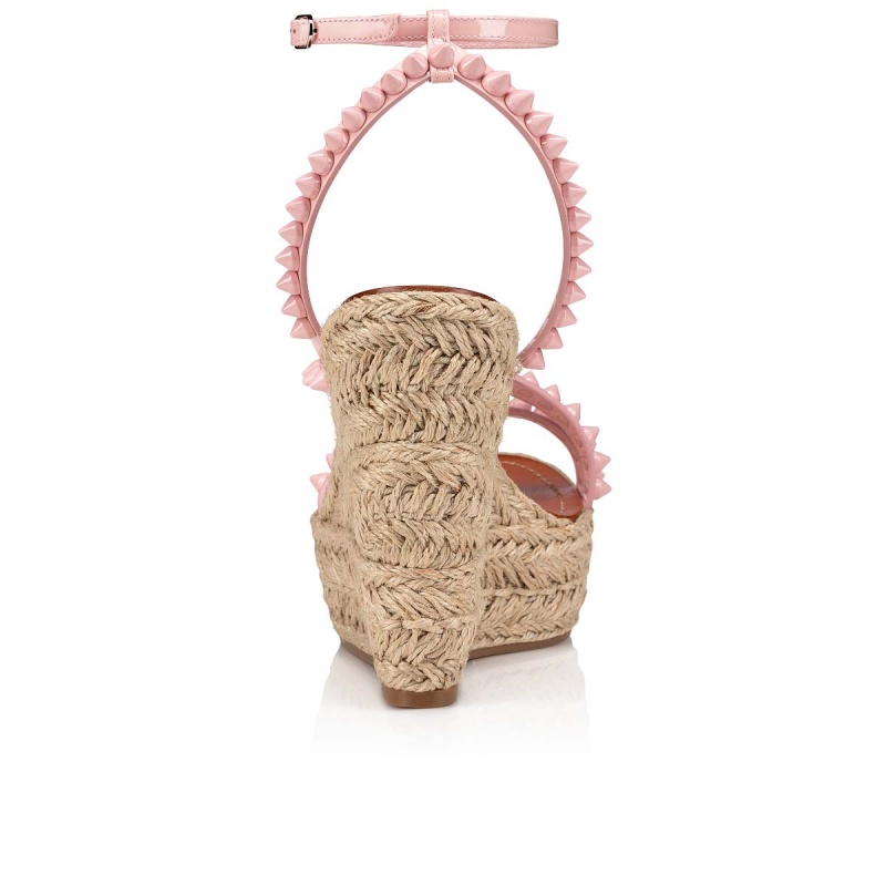 Sandalias Christian Louboutin Mafaldina Zeppa 120 mm Rosy / Rosy / Lin Rosy / Naturel | AHJ-214863