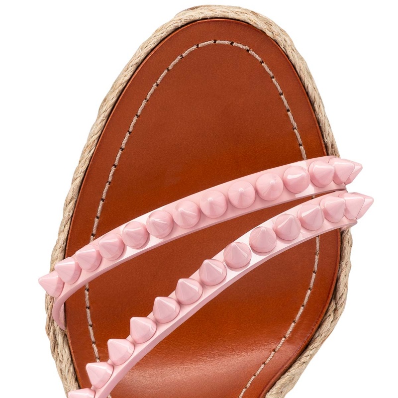 Sandalias Christian Louboutin Mafaldina Zeppa 120 mm Rosy / Rosy / Lin Rosy / Naturel | AHJ-214863