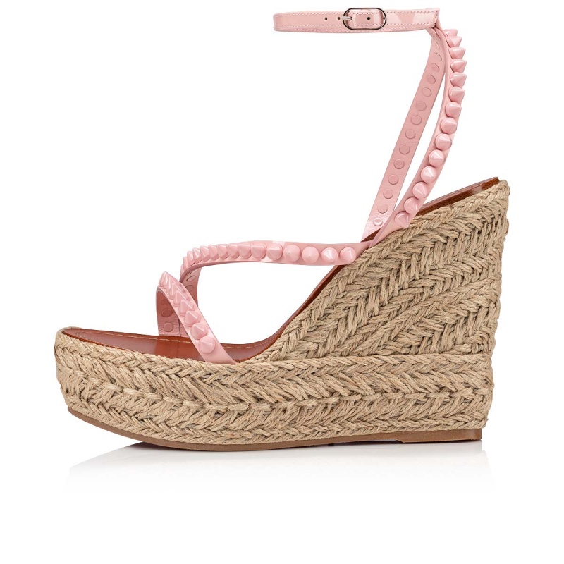 Sandalias Christian Louboutin Mafaldina Zeppa 120 mm Rosy / Rosy / Lin Rosy / Naturel | AHJ-214863