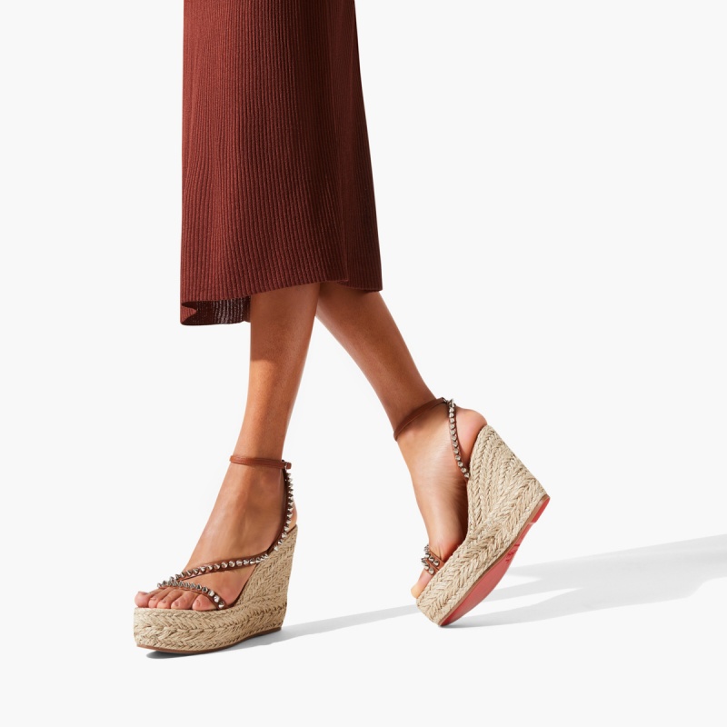 Sandalias Christian Louboutin Mafaldina Zeppa 120 mm Cuoio / Sv / Naturel | ASR-589321