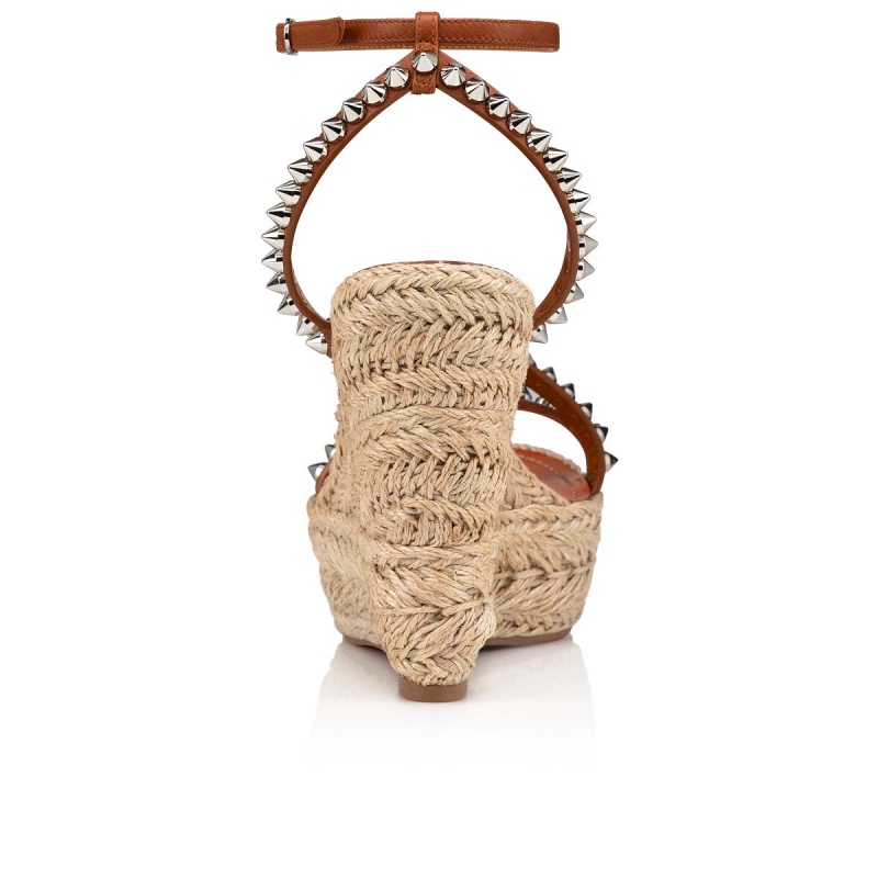 Sandalias Christian Louboutin Mafaldina Zeppa 120 mm Cuoio / Sv / Naturel | ASR-589321