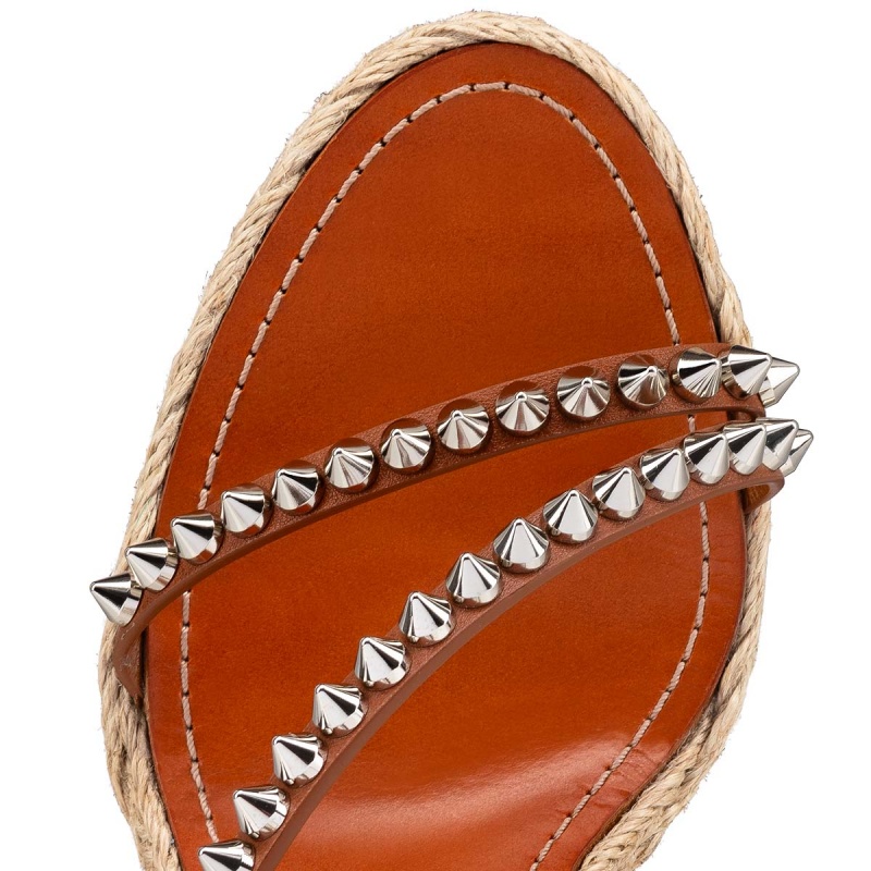 Sandalias Christian Louboutin Mafaldina Zeppa 120 mm Cuoio / Sv / Naturel | ASR-589321