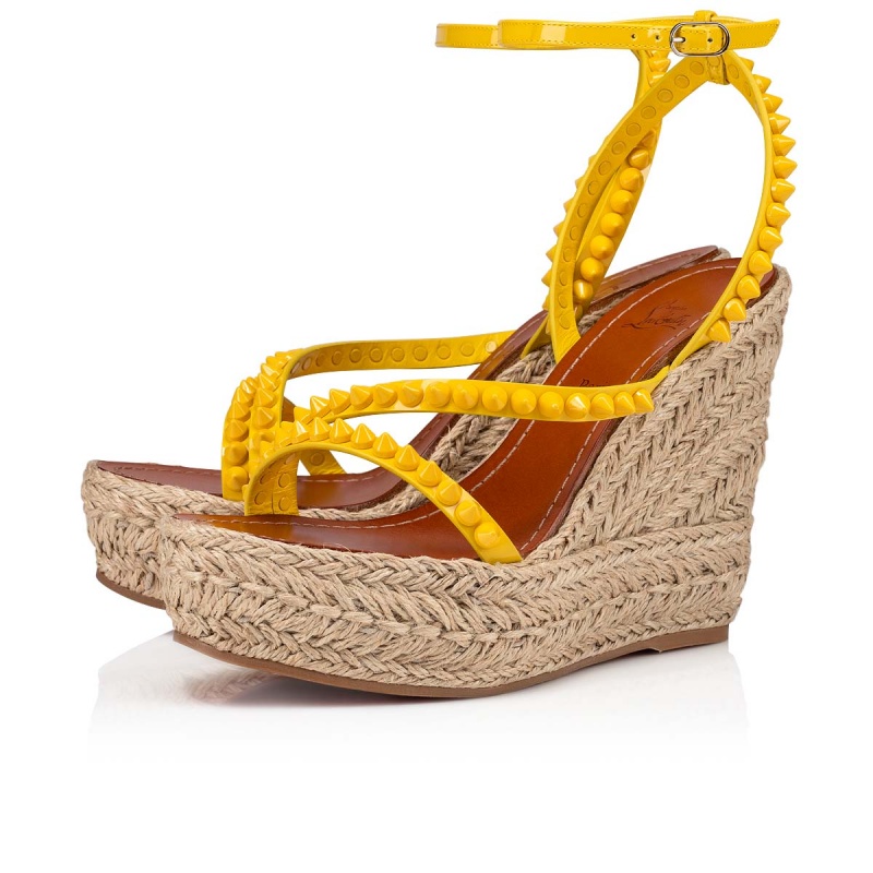Sandalias Christian Louboutin Mafaldina Zeppa 120 mm Sol / Sol / Lin Sol / Naturel | QMF-576194
