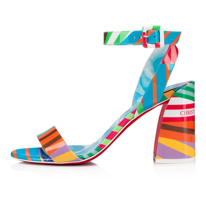 Sandalias Christian Louboutin Miss Sabina 85 mm Multi / Lin Blue-white | TAM-024973