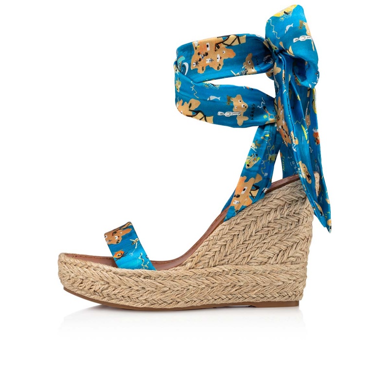 Sandalias Christian Louboutin Monica Du Désert 110 mm Multi / Lin Multi / Naturel | ZOW-198537
