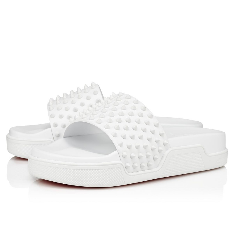 Sandalias Christian Louboutin Pool Fun Alpargata Bianco / Bianco Mat | YAR-745162