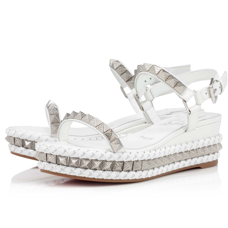 Sandalias Christian Louboutin Pyraclou 60 mm Bianco / Lin Bianco | IXJ-560382