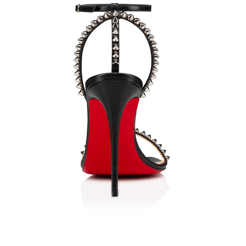 Sandalias Christian Louboutin So Me 100 mm Negros Plateados | JYU-058632