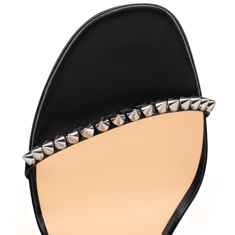 Sandalias Christian Louboutin So Me 100 mm Negros Plateados | JYU-058632