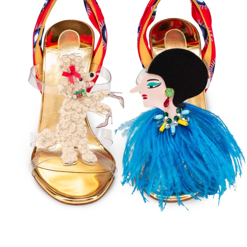 Sandalias Christian Louboutin Tep Des Cyclades 100 mm Dorados Dorados | PZC-341972
