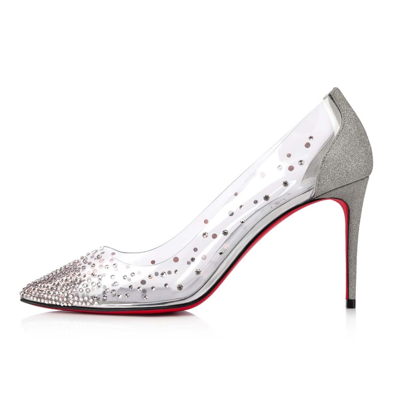 Tacones Christian Louboutin Degrastrass Pvc 85 mm Plateados Plateados | OAN-920564