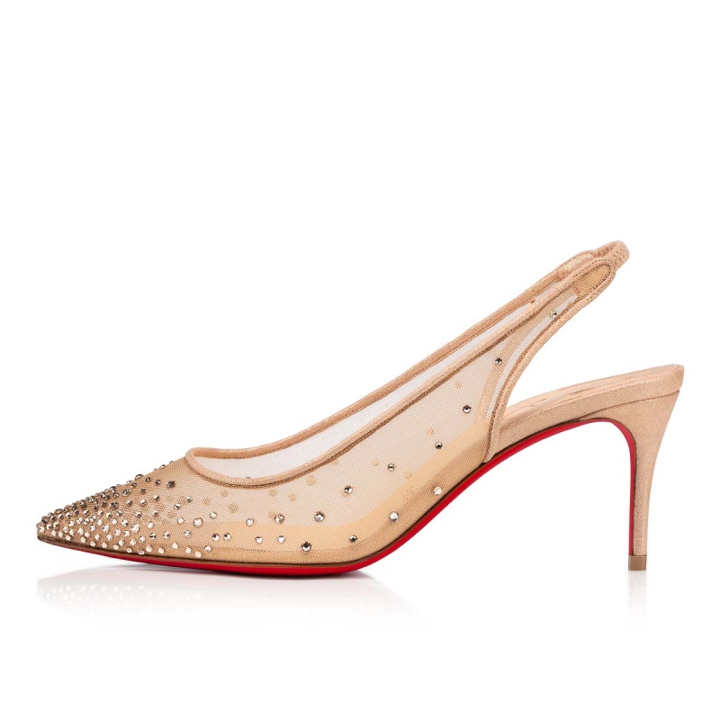 Tacones Christian Louboutin Follies Strass Sling 70 mm Azules | JTQ-298605