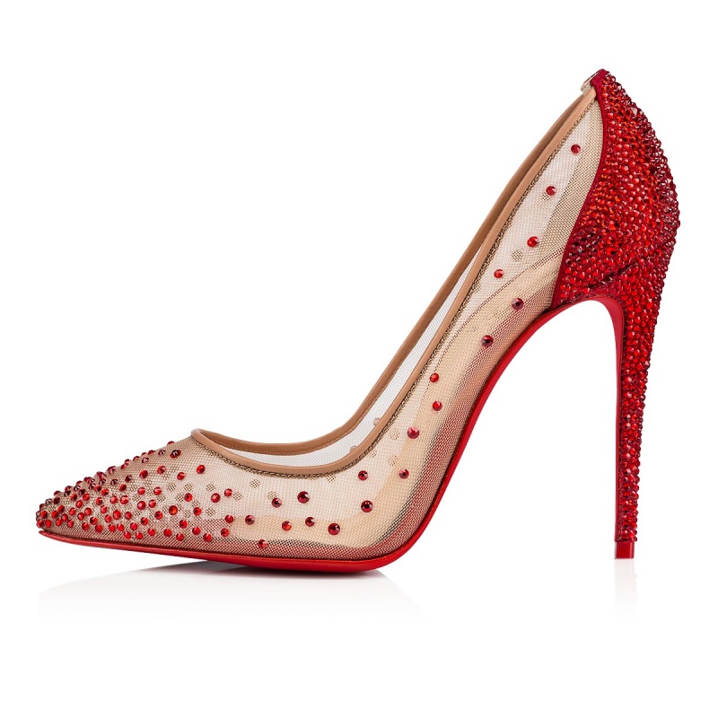 Tacones Christian Louboutin Follies Strassita 100 mm Rojos | FWL-190836