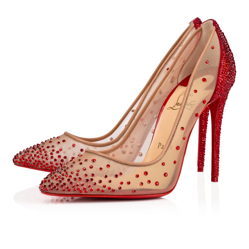 Tacones Christian Louboutin Follies Strassita 100 mm Rojos | FWL-190836