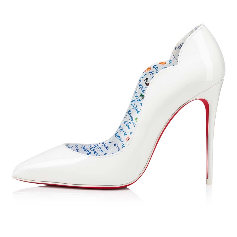 Tacones Christian Louboutin Hot Chick 100 mm Bianco / Lin Multi | XEF-418735