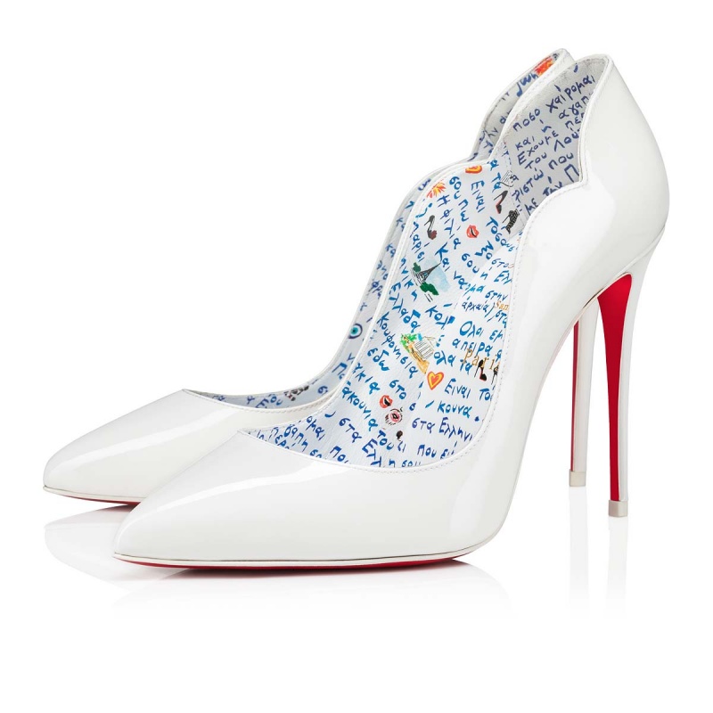Tacones Christian Louboutin Hot Chick 100 mm Bianco / Lin Multi | XEF-418735