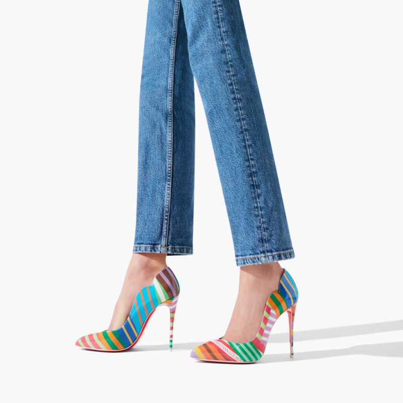 Tacones Christian Louboutin Hot Chick 100 mm Multi / Lin Blue-white | HJG-234697