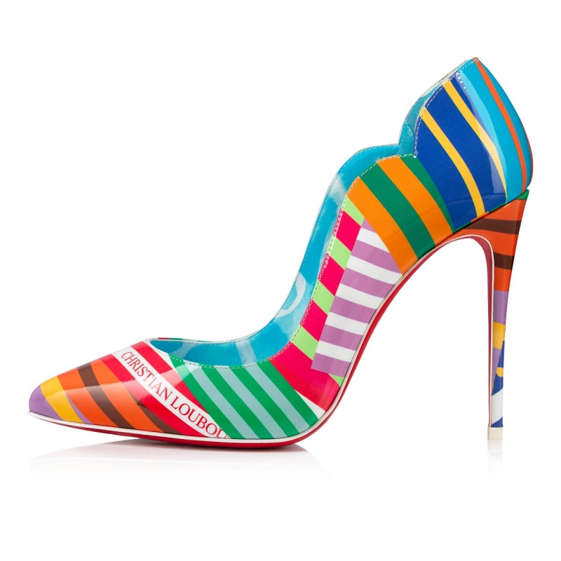 Tacones Christian Louboutin Hot Chick 100 mm Multi / Lin Blue-white | HJG-234697