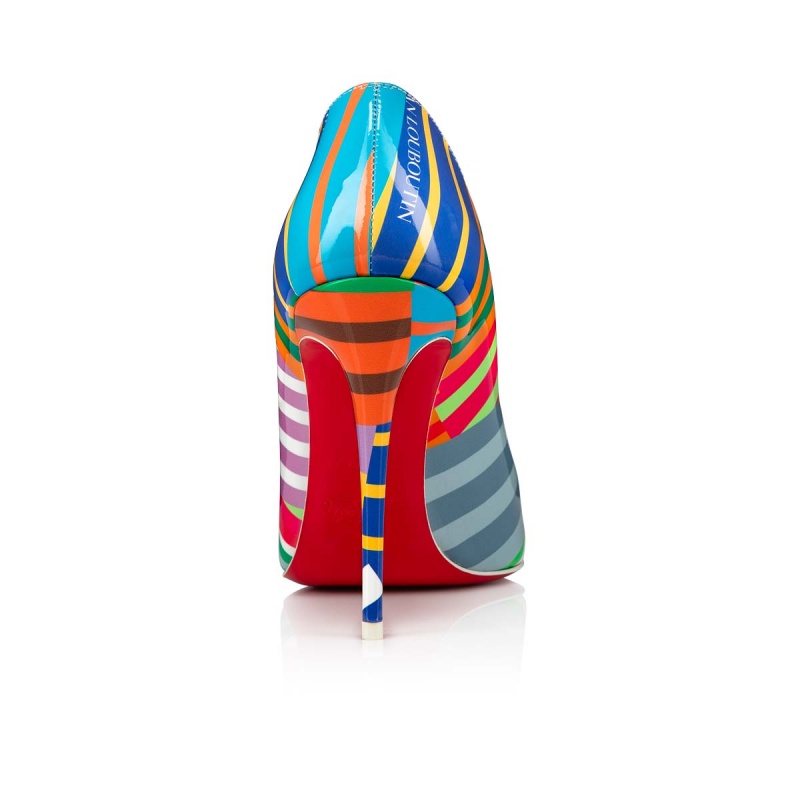 Tacones Christian Louboutin Hot Chick 100 mm Multi / Lin Blue-white | HJG-234697