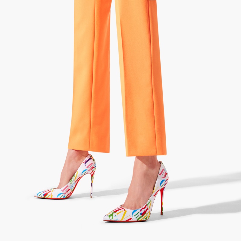 Tacones Christian Louboutin Kate 100 mm White-multi / Lin Bianco | NFP-308917