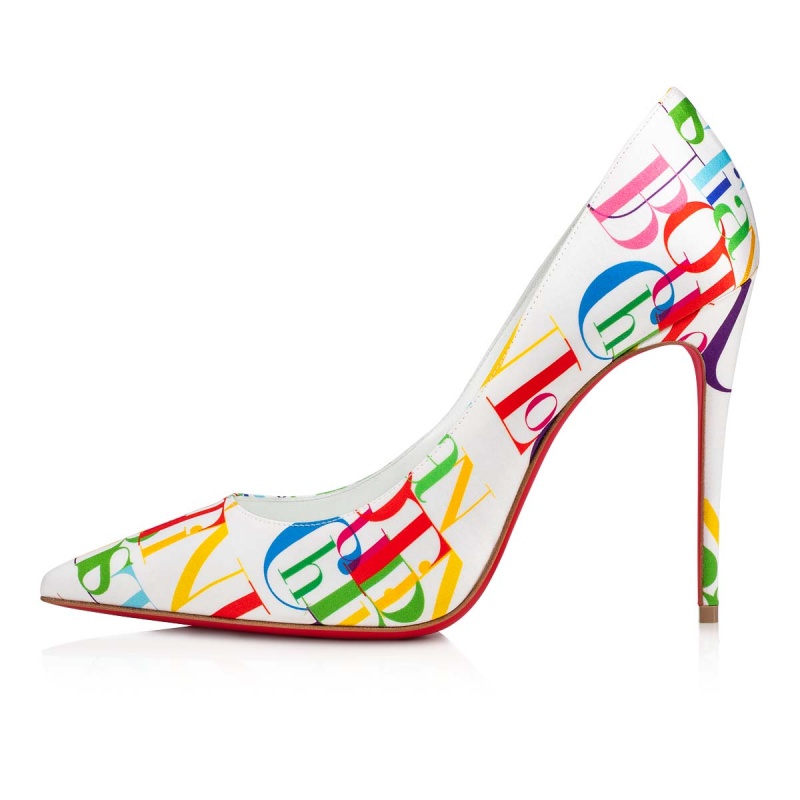 Tacones Christian Louboutin Kate 100 mm White-multi / Lin Bianco | NFP-308917
