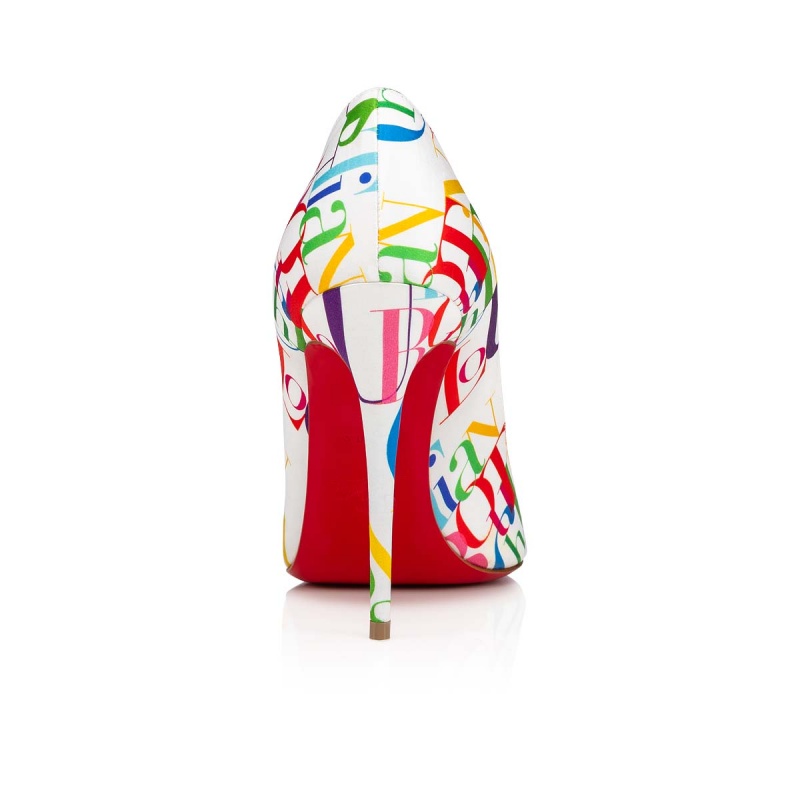 Tacones Christian Louboutin Kate 100 mm White-multi / Lin Bianco | NFP-308917