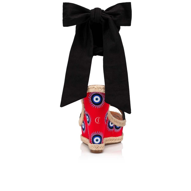 Zapatos Cuña Christian Louboutin Athina Des Cyclades 120 mm Alpargata Negros | VFB-536297