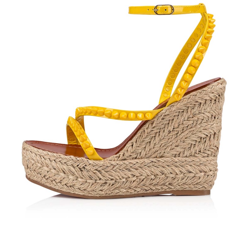 Zapatos Cuña Christian Louboutin Mafaldina Zeppa 120 mm Alpargata Sol / Sol / Lin Sol / Naturel | GAK-082564