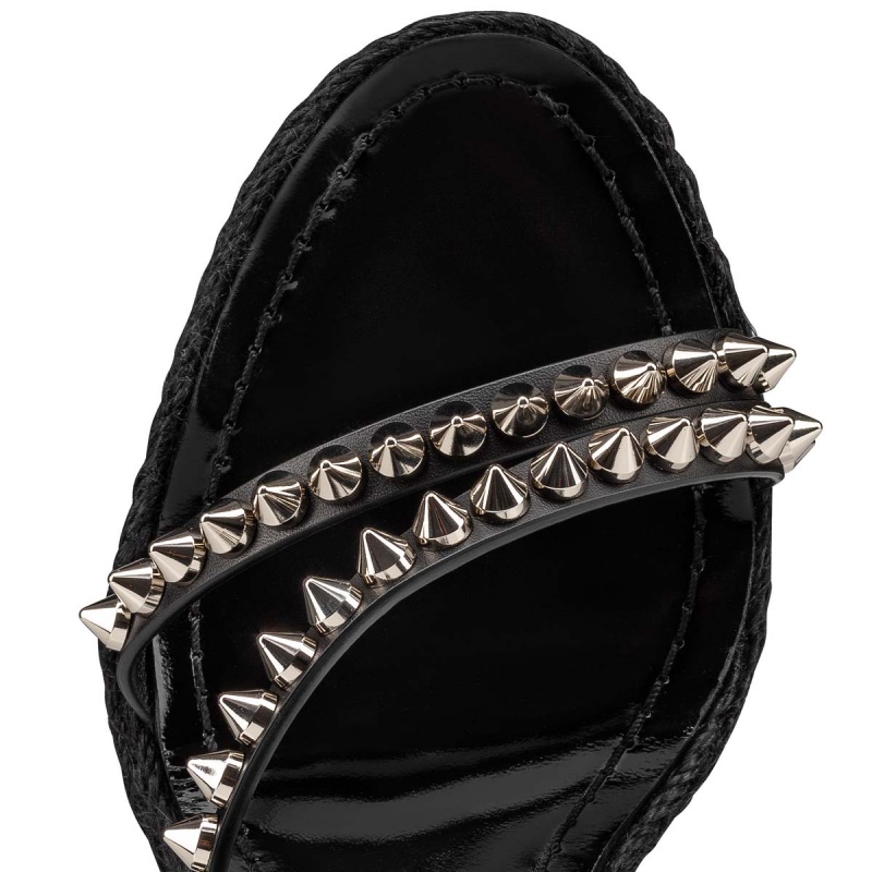 Zapatos Cuña Christian Louboutin Mafaldina Zeppa 120 mm Alpargata Negros Negros | AZQ-852376