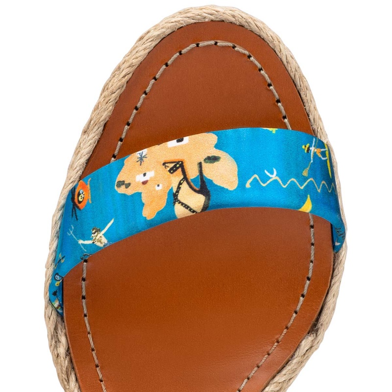 Zapatos Cuña Christian Louboutin Monica Du Désert 110 mm Alpargata Multi / Lin Multi / Naturel | CTS-983125