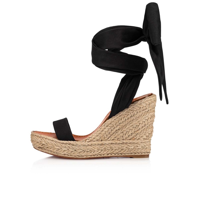 Zapatos Cuña Christian Louboutin Monica Du Désert 110 mm Alpargata Negros | CXE-167059