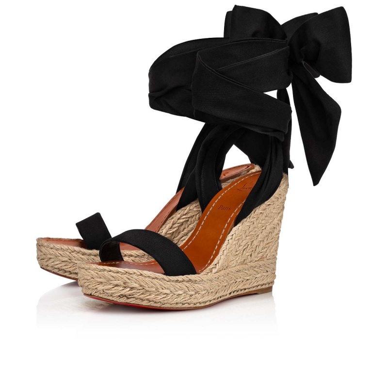 Zapatos Cuña Christian Louboutin Monica Du Désert 110 mm Alpargata Negros | CXE-167059