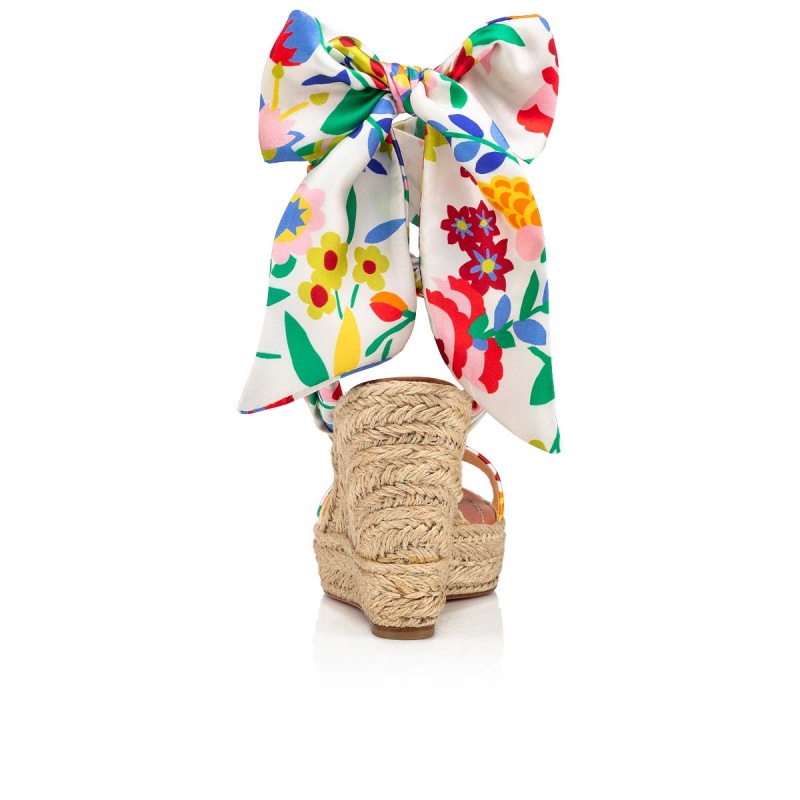 Zapatos Cuña Christian Louboutin Monica Du Désert 110 mm Alpargata Multi / Naturel | CSN-721809