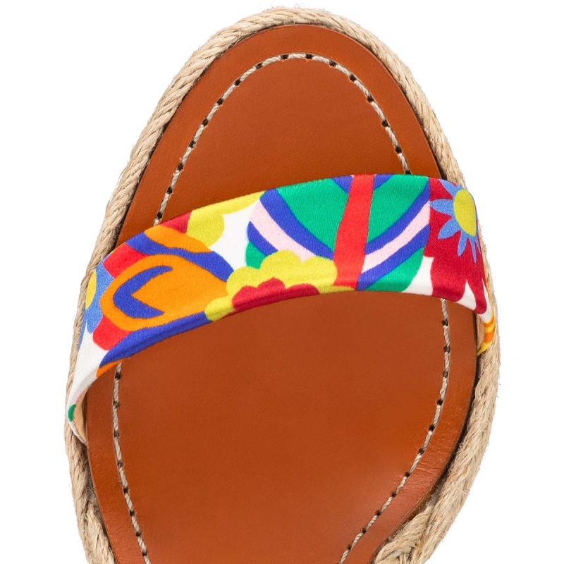 Zapatos Cuña Christian Louboutin Monica Du Désert 110 mm Alpargata Multi / Naturel | CSN-721809
