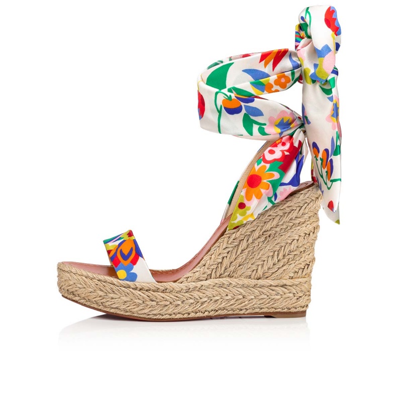 Zapatos Cuña Christian Louboutin Monica Du Désert 110 mm Alpargata Multi / Naturel | CSN-721809