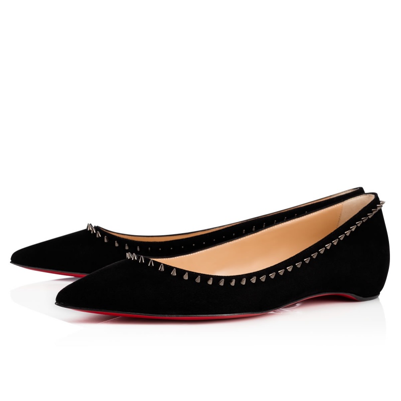 Zapatos Planos Christian Louboutin Anjalina Negros Negros | FWJ-105948
