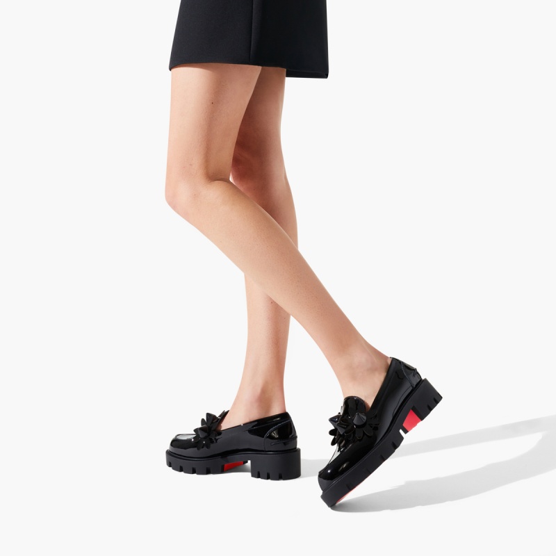 Zapatos Planos Christian Louboutin Daisy Spikes Moc Negros | XKO-630958
