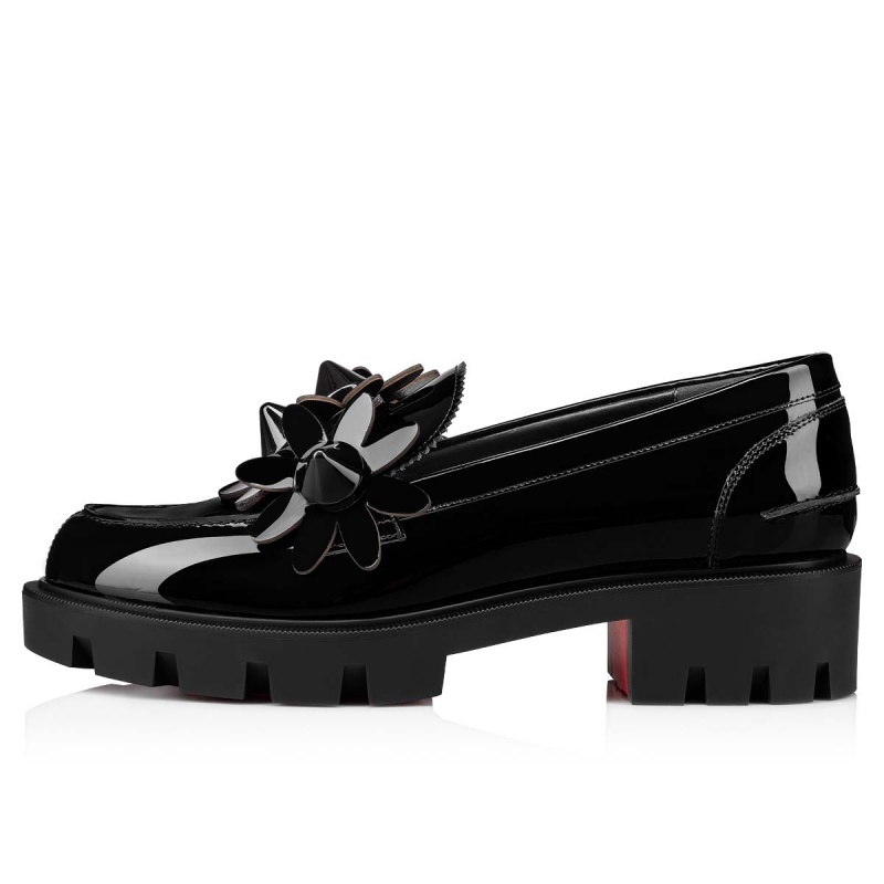 Zapatos Planos Christian Louboutin Daisy Spikes Moc Negros | XKO-630958