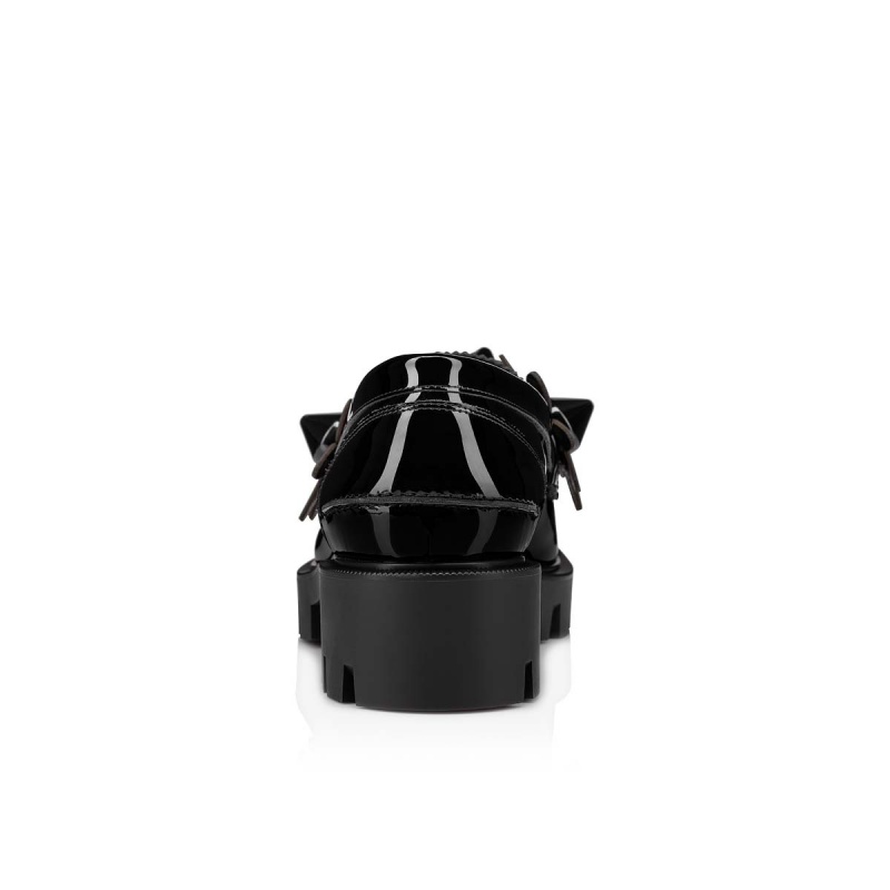 Zapatos Planos Christian Louboutin Daisy Spikes Moc Negros | XKO-630958