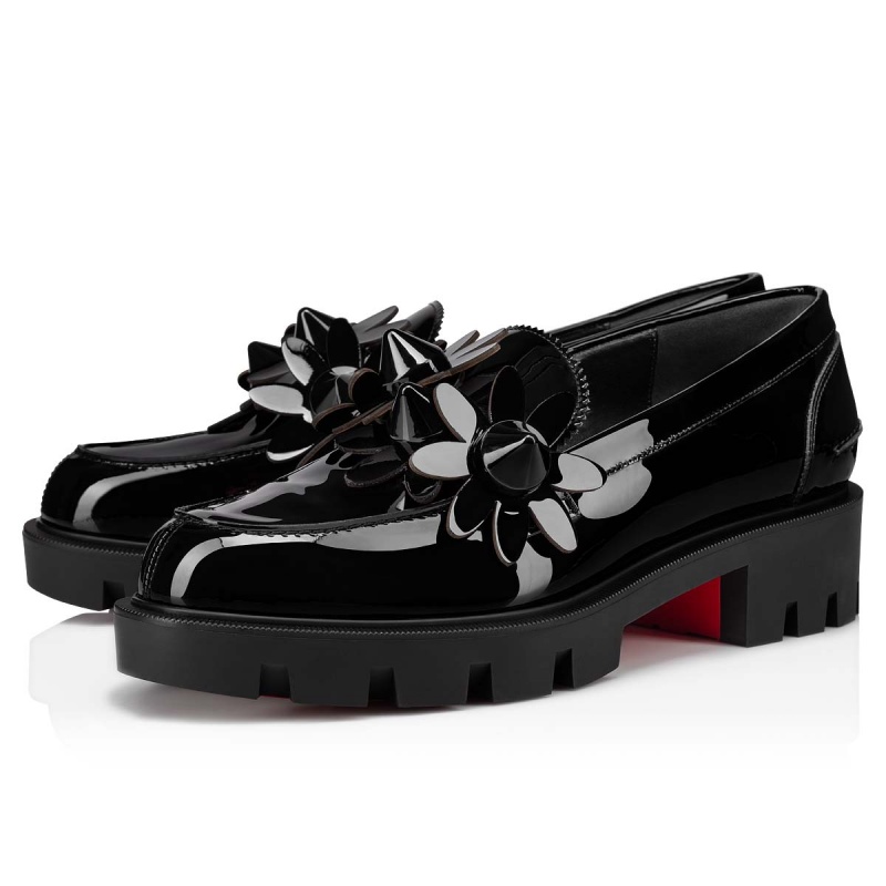 Zapatos Planos Christian Louboutin Daisy Spikes Moc Negros | XKO-630958