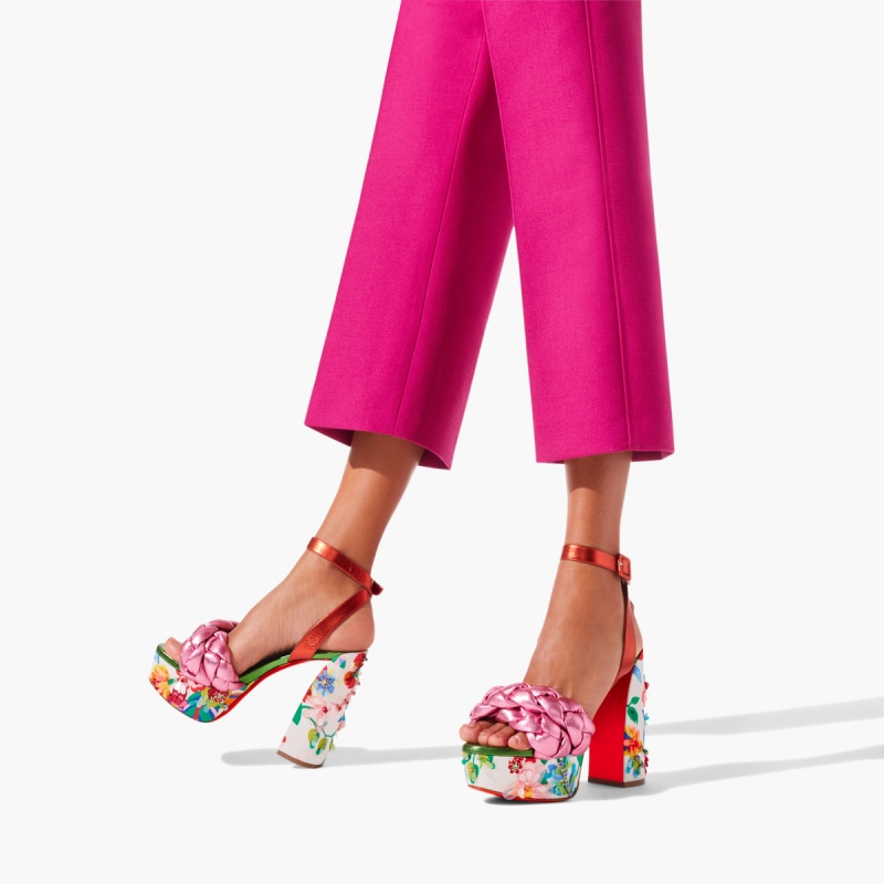 Zapatos Plataforma Christian Louboutin Movida Brio Bloomy 130 mm Vers Multi / Lin Alize | EIU-927638