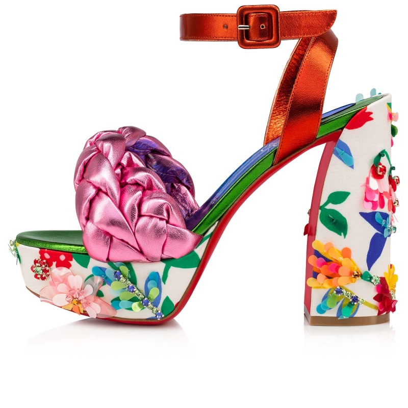 Zapatos Plataforma Christian Louboutin Movida Brio Bloomy 130 mm Vers Multi / Lin Alize | EIU-927638