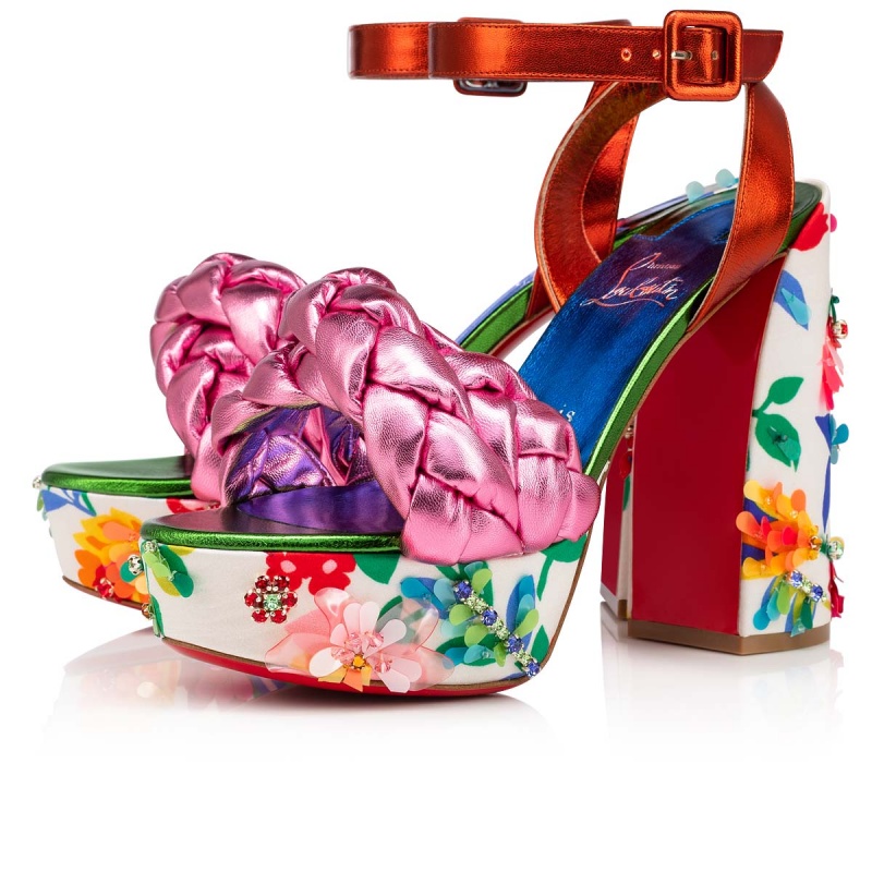 Zapatos Plataforma Christian Louboutin Movida Brio Bloomy 130 mm Vers Multi / Lin Alize | EIU-927638