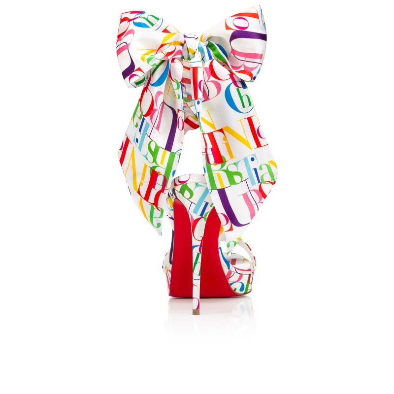 Zapatos Plataforma Christian Louboutin Sandale Du Désert Alta 120 mm White-multi / Lin Bianco | PEM-349170