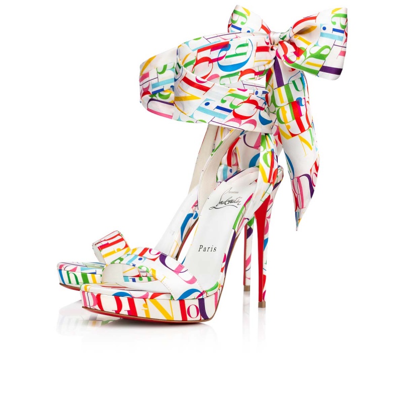 Zapatos Plataforma Christian Louboutin Sandale Du Désert Alta 120 mm White-multi / Lin Bianco | PEM-349170