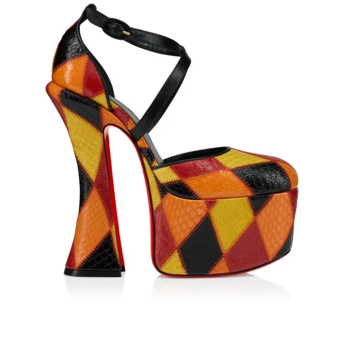 Aquadorcet – Zapatos de tacón con tiras de 160 mm – Cuero de serpiente de agua en patchwork – Palio, Negro – Mujer Aquadorcet – Zapatos de tacón con tiras de 160 mm – Cuero de serpiente de agua en patchwork – Palio, Negro – Mujer