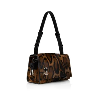 Baggy – Bolso de hombro – Piel de becerro peluda con estampado «Bengali» – Marrón