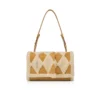 Baggy Small – Bolso de hombro – Piel de becerro y piel de oveja en forma de diamante – Beige