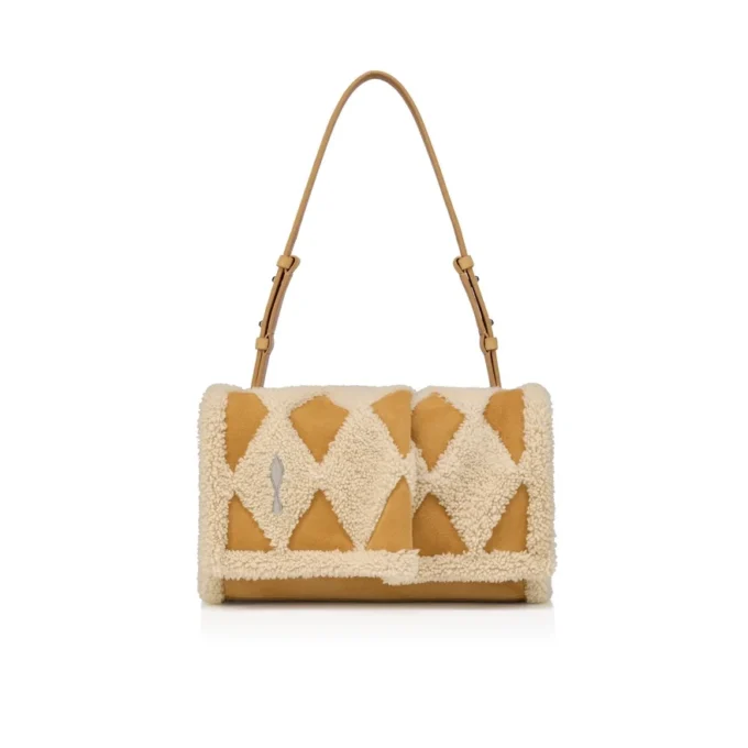 Baggy Small – Bolso de hombro – Piel de becerro y piel de oveja en forma de diamante – Beige