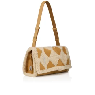 Baggy Small – Bolso de hombro – Piel de becerro y piel de oveja en forma de diamante – Beige